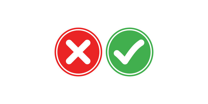 Red cross mark and green check mark icons in circles for positive and negative status selection.