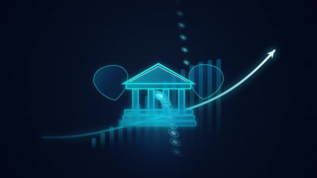Futuristic neon cyber grid background with glowing purple and blue sci fi loop