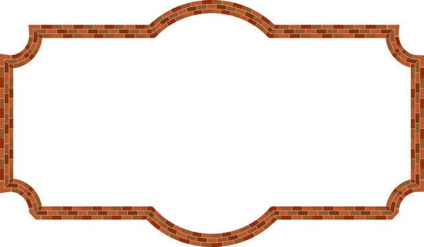 Rectangle Vintage Frame brick brickwork brown border picture frame vintage retro antique handcraft framework architecture decorative element isolated background 