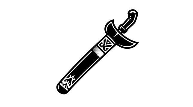 Indonesian Keris dagger traditional weapon in scabbard illustration.