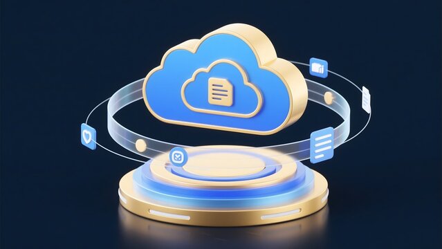 Cloud computing icon with data symbols