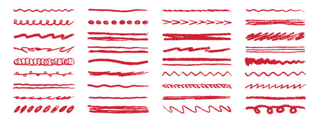 Obraz premium Red underline crayon pencil stroke hand drawn doodle
