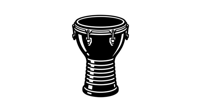Djembe african drum illustration in black and white