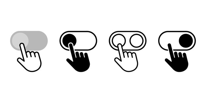 Toggle switch icons demonstrating user interaction for activation and deactivation.