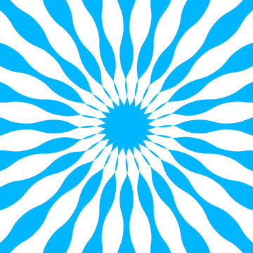Title: Blue sunburst optical illusion transparent PNG. Modern abstract radial shape and hypnotic element for graphic design