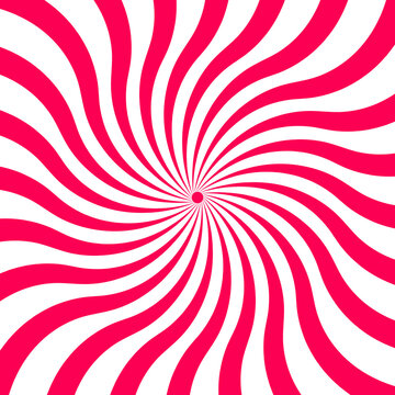 Pink and white swirling retro optical illusion spiral on a transparent background. Abstract hypnotic vortex pattern for graphic design