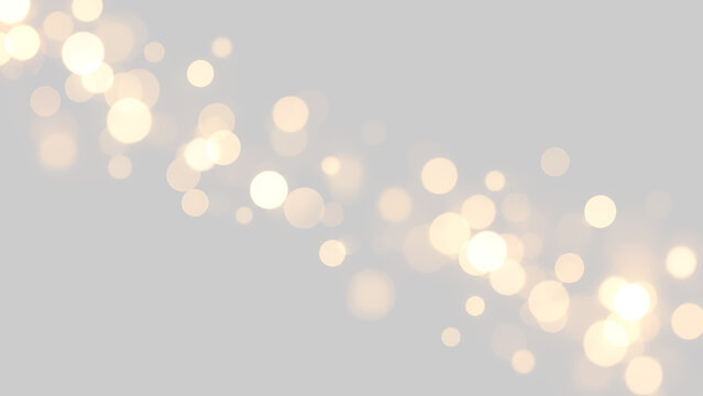 Scia diagonale di luci bokeh dorate scintillanti su sfondo trasparente PNG. Effetto luminoso sfocato per decorazione grafica