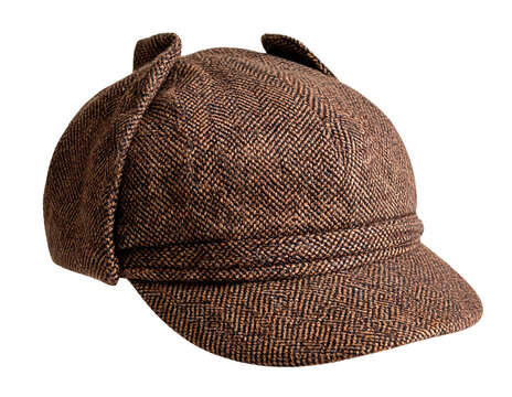 Classic herringbone tweed deerstalker hat for detective adventures