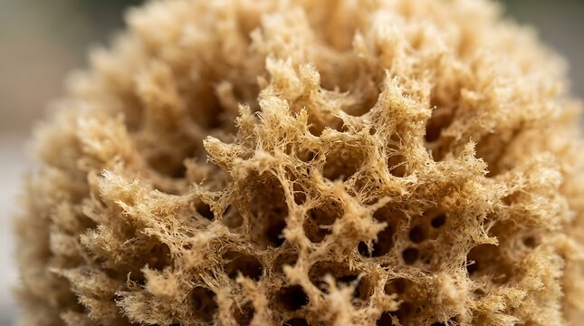 Close-up of natural porous sponge with organic texture in neutral lighting