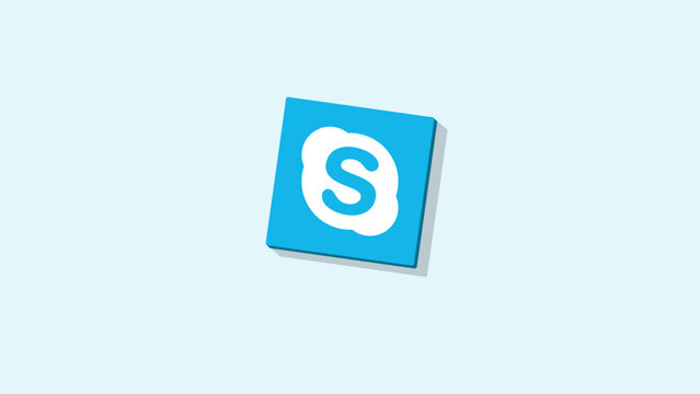 Skype app logo D icon tile featuring the blue software symbol for video calling and messaging. Editorial use only.