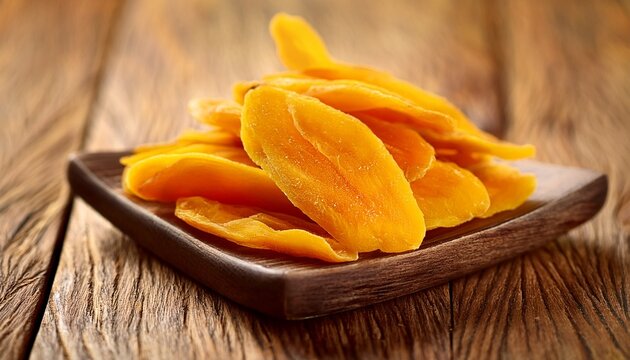 Dried Mango Fruit On Wooden Background Selective Focus