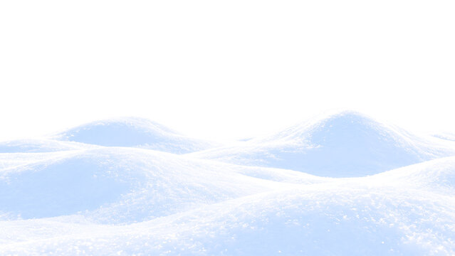 Dune e colline di neve fresca isolate su sfondo trasparente. Paesaggio invernale con cumuli di neve elemento PNG