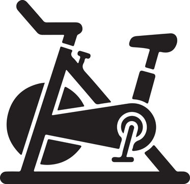Black silhouette vector illustration of a modern stationary exercise bike equipment