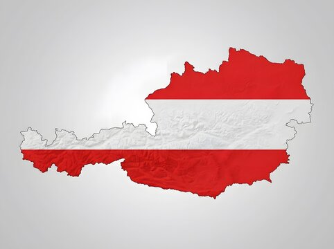Map of austria with national flag texture