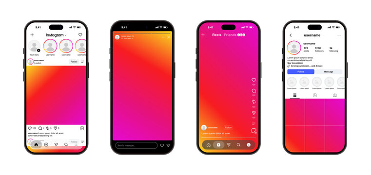 New Instagram 2026 mockup interface on new iPhone 18 Pro. Instagram new update template. New Instagram social media features design 2026