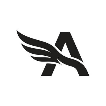 Letter A with Wing Logo Vector Design