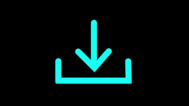 Isolated Download icon animation, with arrow animated download button icon, Simple download icon animation on black background. 4k video