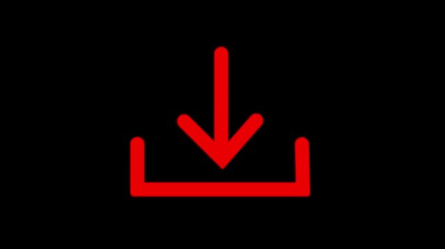 Isolated Download icon animation, with arrow animated download button icon, Simple download icon animation on black background. 4k video