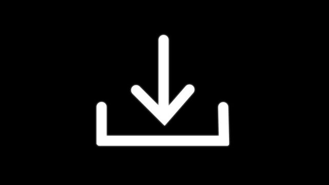 Isolated Download icon animation, with arrow animated download button icon, Simple download icon animation on black background. 4k video
