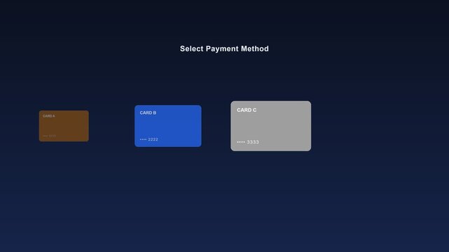 Digital interface showing selection of credit card payment methods