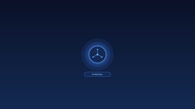 Digital security interface verification process with neon icons