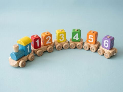 Colorful Wooden Number Train Toy for Early Education.