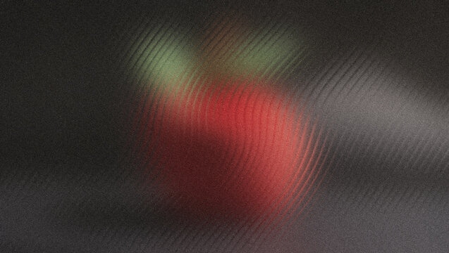 Dark textured blur, red plushy apple, website header., green stem glow, abstract backdrop, diagonal ripples