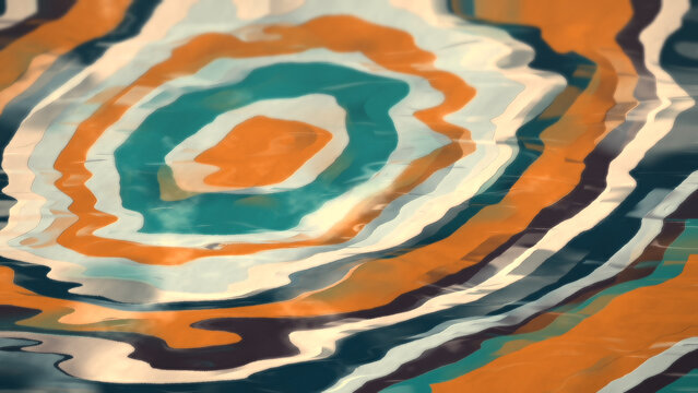 Abstract fluid waves with orange and teal colors