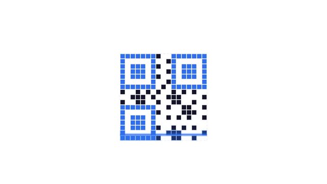 Multiple blue qr codes scanning on white background