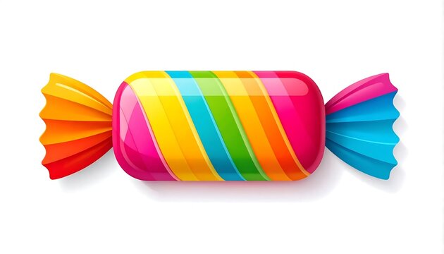 Colorful striped hard candy wrapped in bright paper.