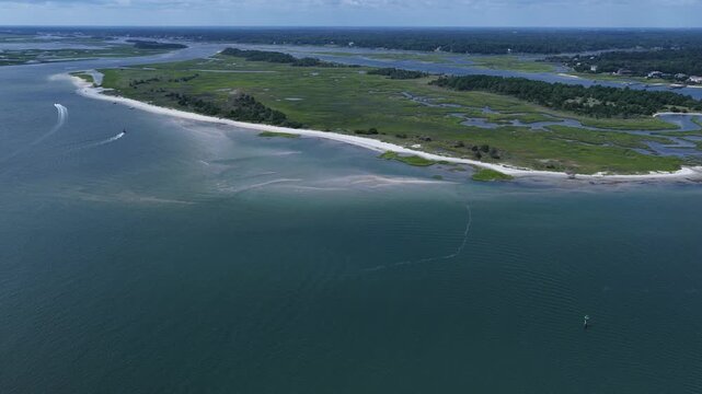 Wrightsville Beach North Carolina Coastal Landscape with Scenic Beaches and natural tidal marsh inlet