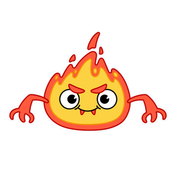 Funny tiny fire character illustration