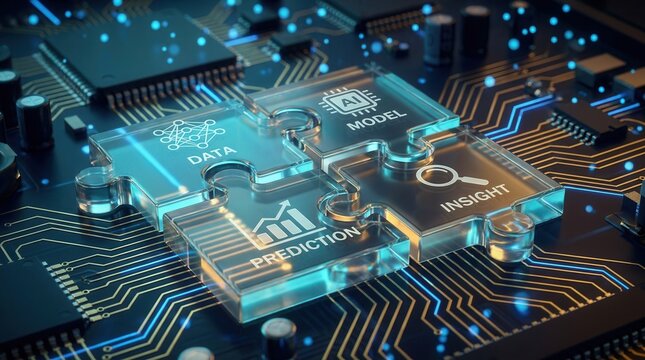 Advanced technology solutions featuring seamless integration of AI, data, model, prediction, and insight.