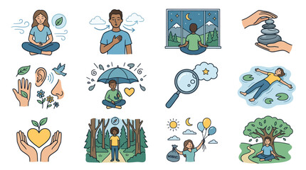 Obraz premium Mindfulness and wellbeing practices for mental health.