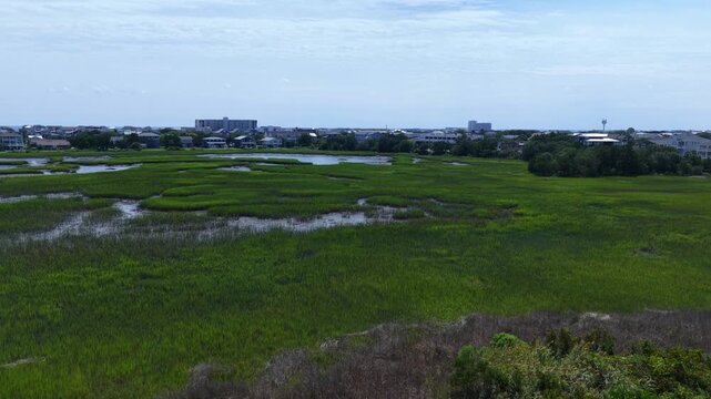 Wrightsville beach, NC tidal marsh and beach houses