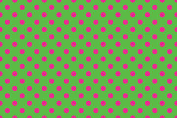 texturised Deep Pink colour polka dots pattern over crimson Green colour useful as a background. © Pisan