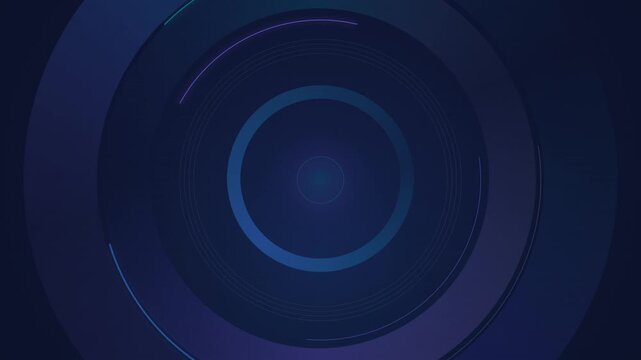 A premium abstract animated motion-graphics background featuring large concentric circular gradient forms rotating slowly with subtle depth and morphing colors.