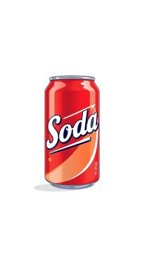 Retro-style illustration of a can of soda pop isolated on white background, vintage, nostalgic