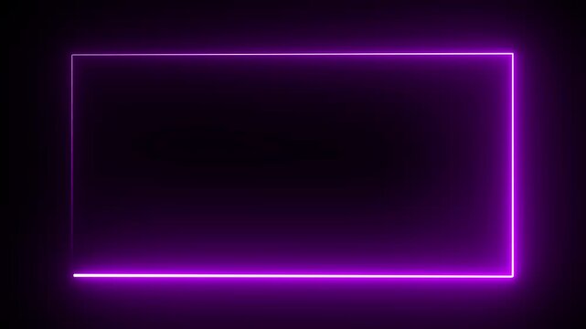Purple Neon Frame Animation, Glowing Rectangular Light Border with Futuristic Electric Shine, Seamless Loop on Transparent Background 4K