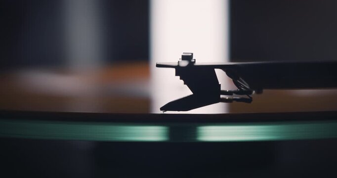Vinyl record player needle close up