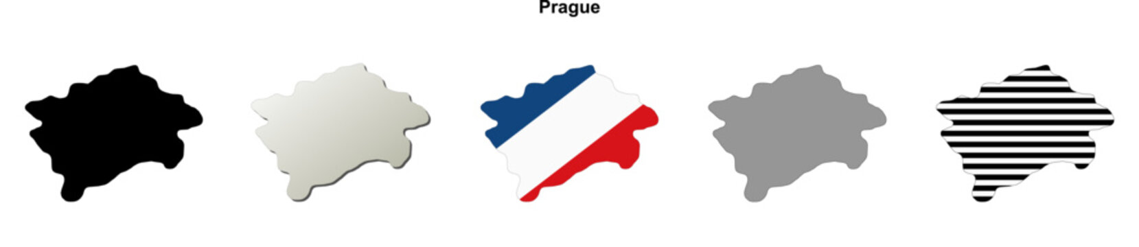 Prague blank outline map set