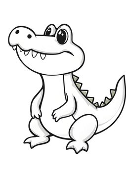 Cute crocodile cartoon coloring page outline for kids