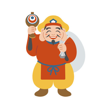 大黒天（七福神）のかわいいイラスト　商売繁盛の神様