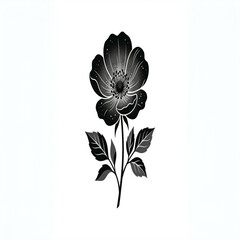 Obraz premium flower illustration with stem and leaves isolated on white background