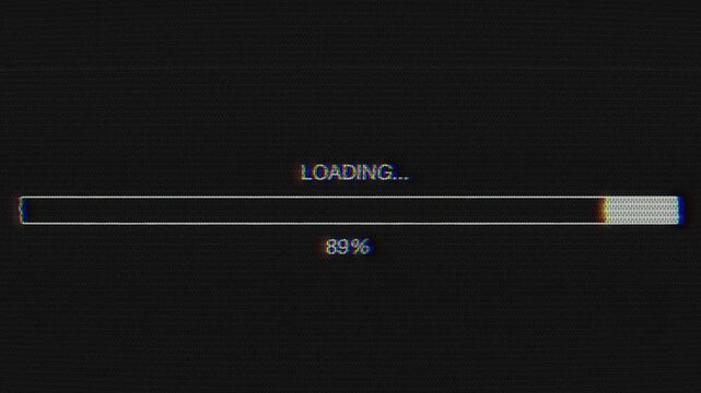 Progress loading bar animation on retro TV screen
