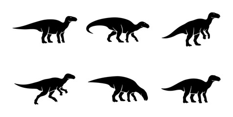Obraz premium Dinosaur Silhouettes Collection: Prehistoric Icons, Ancient Reptile Poses, Vector Art for Education & Design