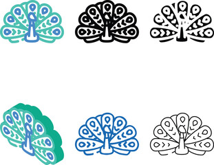 Fototapeta premium peacock bird color icon vector. peacock bird sign. isolated variants symbol illustration