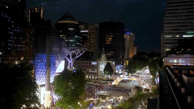 Singapore Orchard Road Christmas decoration street lights up. 