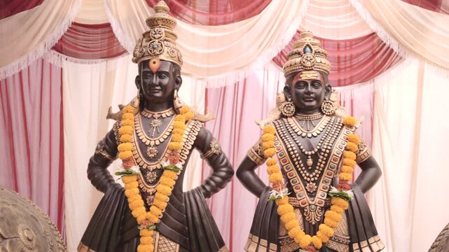 Vitthal Rukmini Hindu Deities Idol at Temple in India