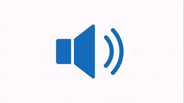 White Background with Blue Sound Speaker Icon Representing Audio, Volume